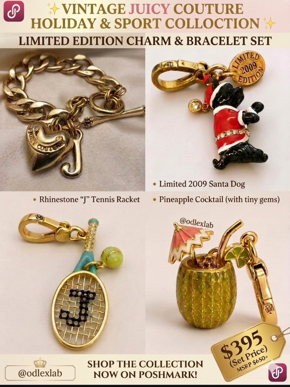 Vintage Juicy Couture Limited Edition Charm & Starter Charm Bracelet Set!